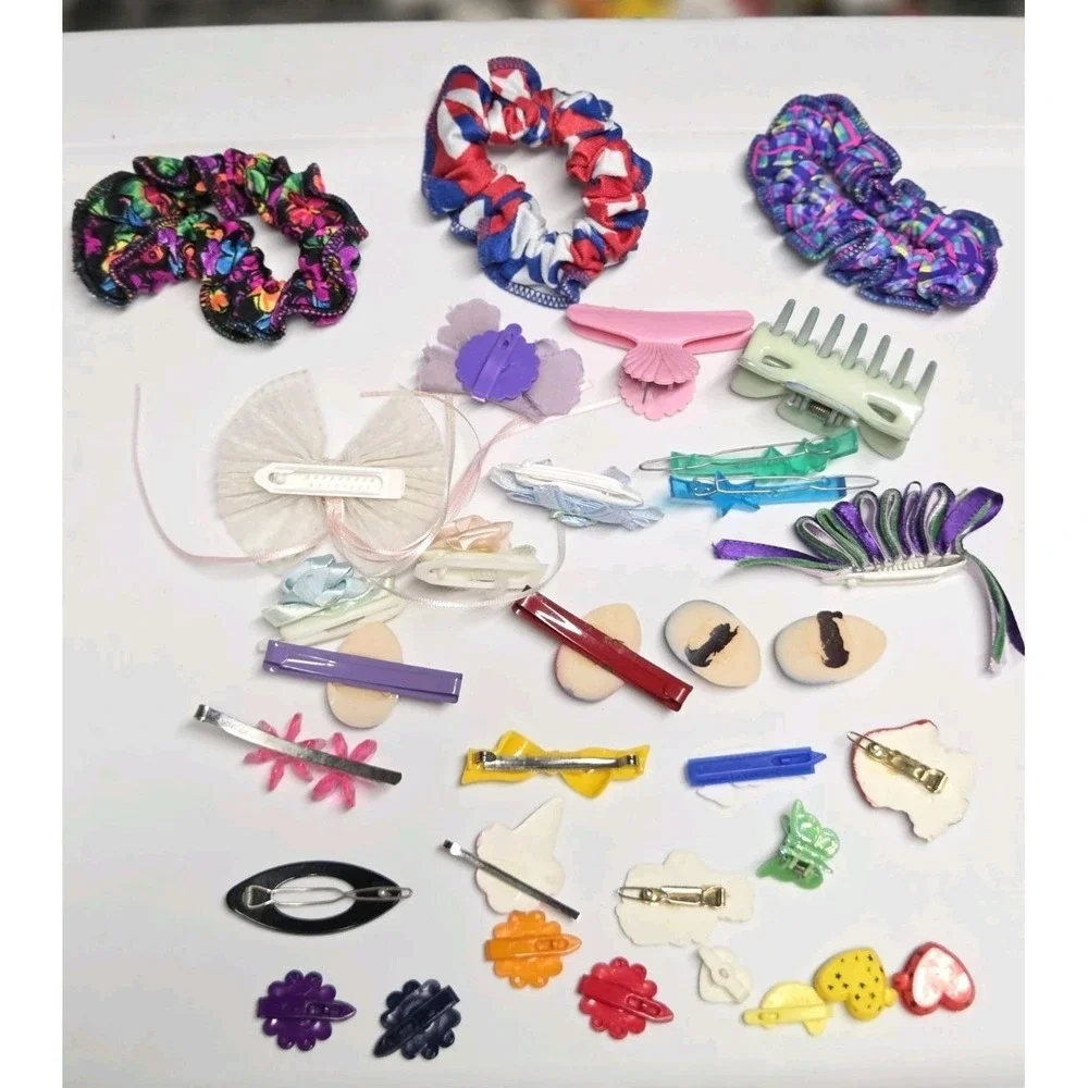 Vintage 80s 90s Hair Barrettes Claw Clips Scuncii Cabbage Patch Pin Mixed Lot